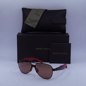 Bottega Veneta BV1231S 004 Aviator Sunglasses - Black Red \ Red